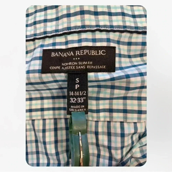 Banana Republic Non Iron Slim Fit Blue Button Down  Shirt Size Small - Picture 5 of 9